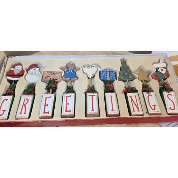 Designers At Crazy Mountain Greetings X79 Wood/Figurines/box Letter 1997 9pc - Picture 1 of 9